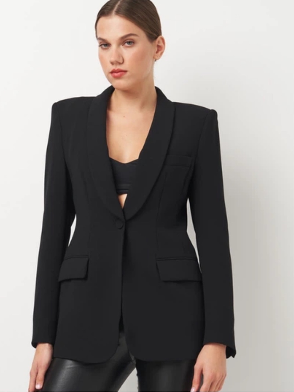 Zara Structured Tuxedo Dinner Blazer in Black